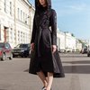 Плащ с капюшоном длины макси черного цвета с прозрачными вставками