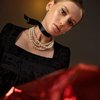 Платье с бархатом и воланом