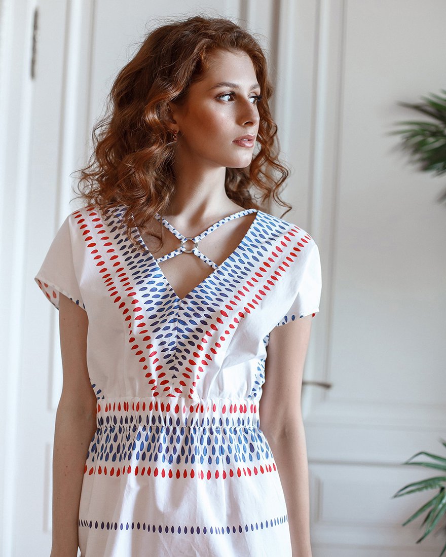 Платье из хлопка с принтом "капли" www.EkaterinaSmolina.ru