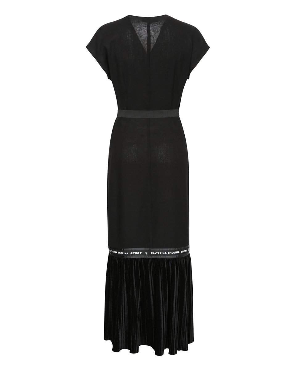 Платье с воланом на юбке, черного цвета