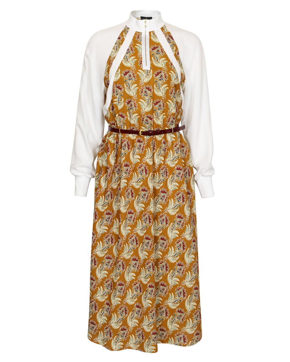 Платье комбинированное с цветочным принтом