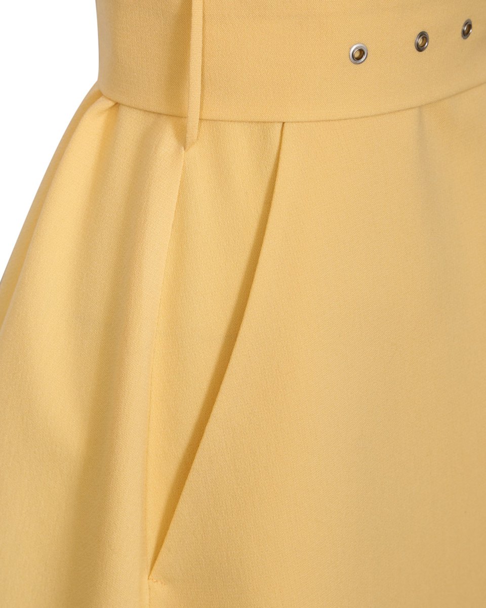 Платье лимонного цвета с лацканами