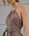 Платье макси оливкового цвета с воланом, принт "Цветы" www.EkaterinaSmolina.ru