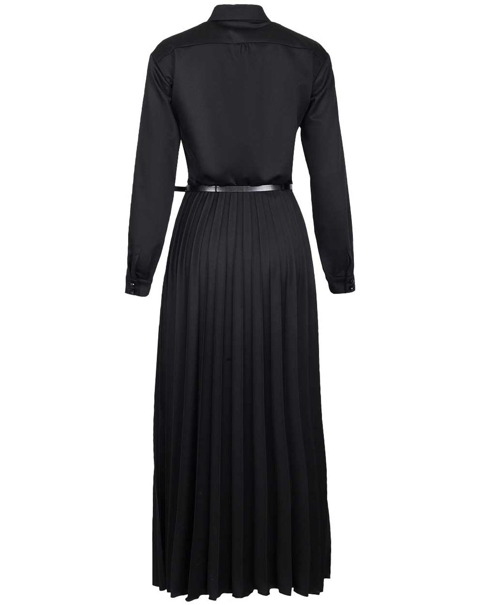 Платье длины макси с плиссированной юбкой, черного цвета