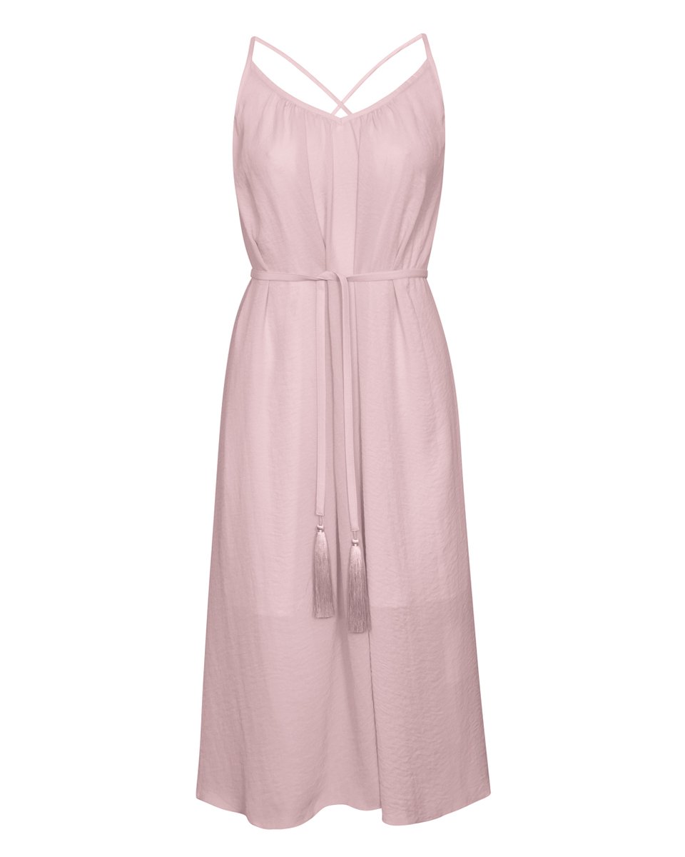 Платье розового цвета на бретелях с открытой спиной