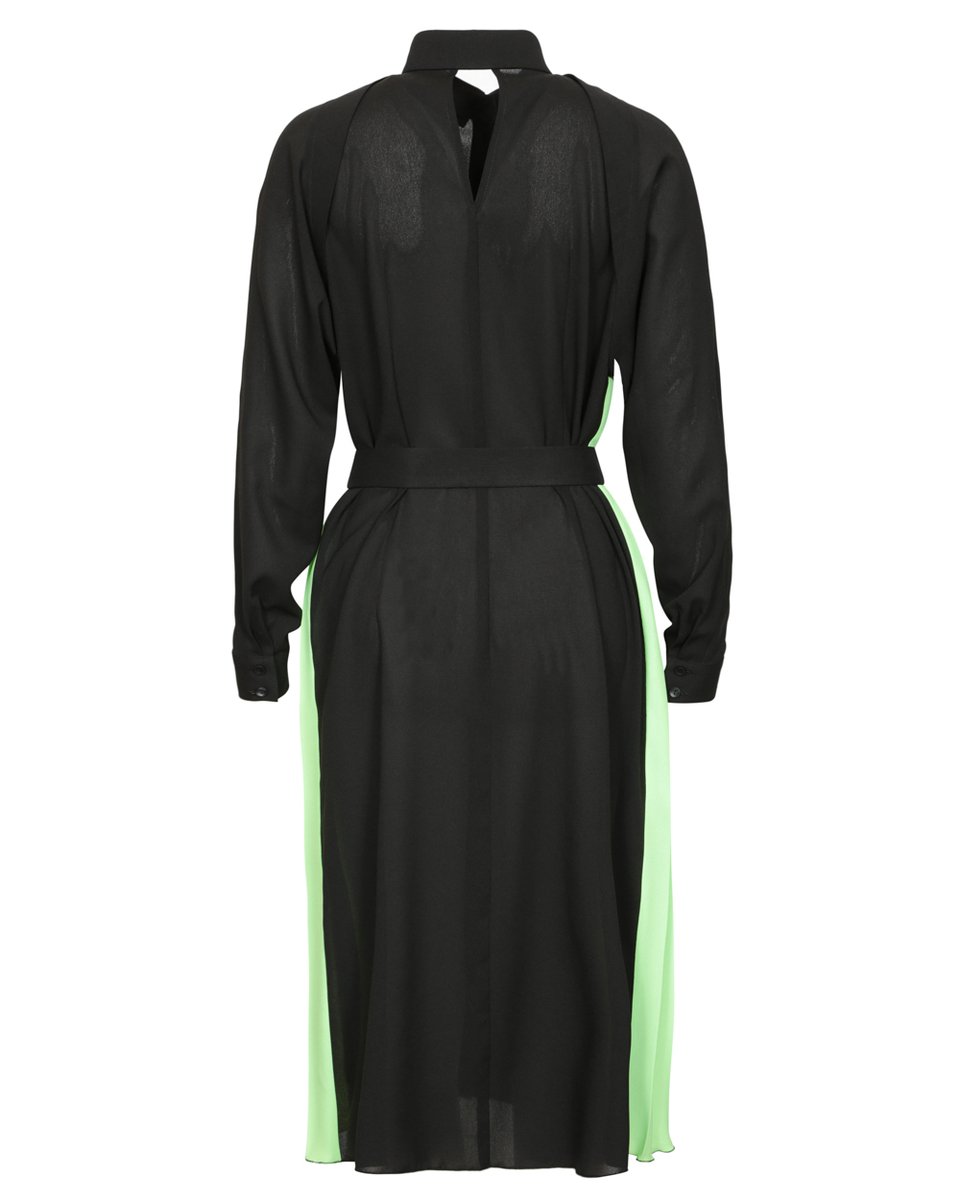 Платье-рубашка с лампасами гофре, черного цвета