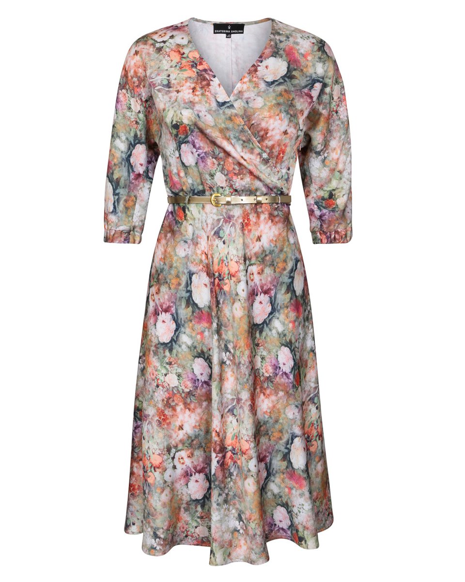 Платье с акварельным цветочным принтом