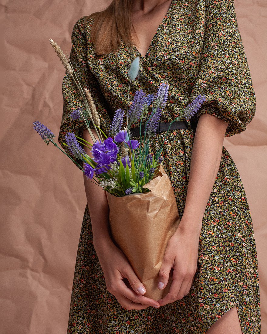 Платье с цветочным принтом и асимметричным низом www.EkaterinaSmolina.ru