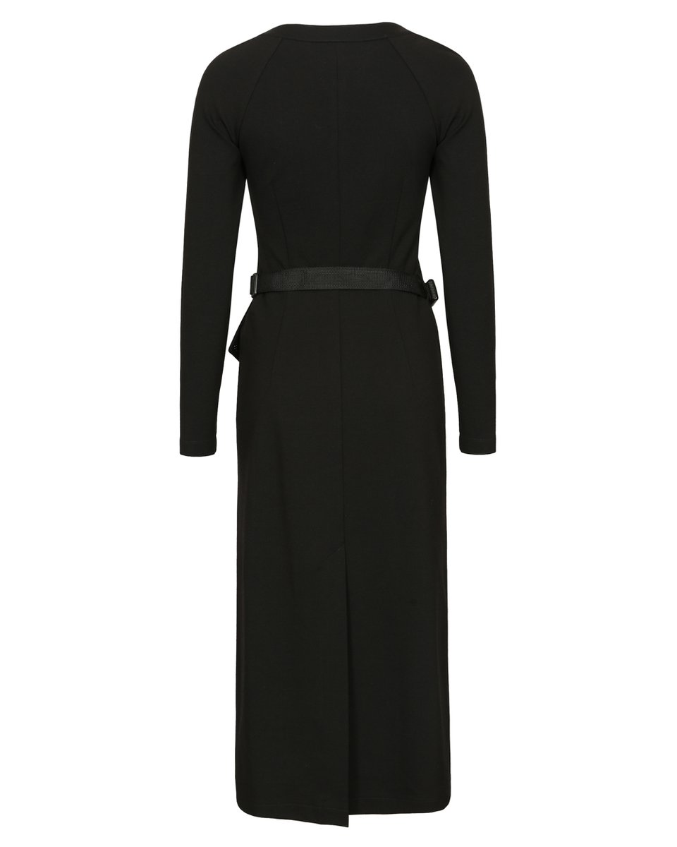 Платье из трикотажа с поясной сумкой, черного цвета