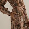 Платье с принтом "Единороги" и поясом с декоративными кистями