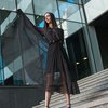 Платье с юбкой-гофре черного цвета в горошек из шифона