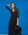 Платье с юбкой-гофре черного цвета в горошек из шифона www.EkaterinaSmolina.ru