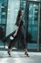 Платье с юбкой-гофре черного цвета в горошек из шифона www.EkaterinaSmolina.ru