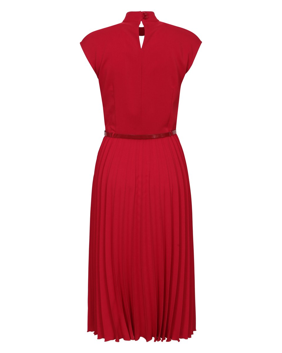 Платье с юбкой гофре, красного цвета