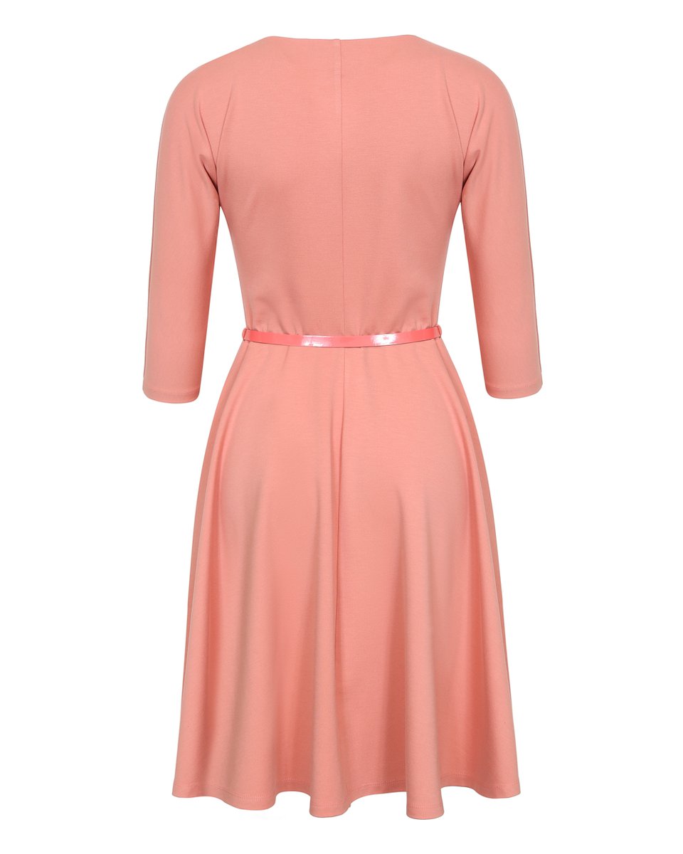 Платье с юбкой-солнце персикового цвета