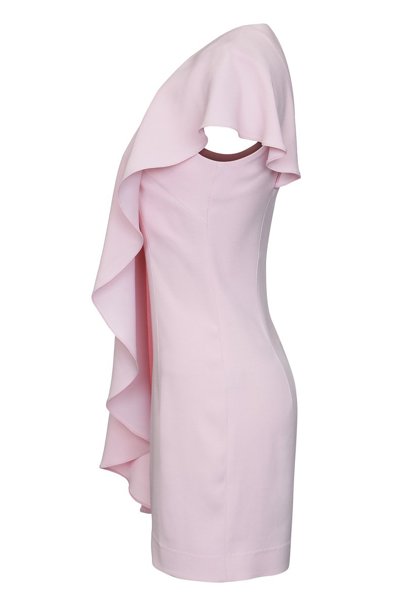 Платье с воланом, розовое