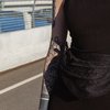 Сарафан из льняной ткани, черного цвета