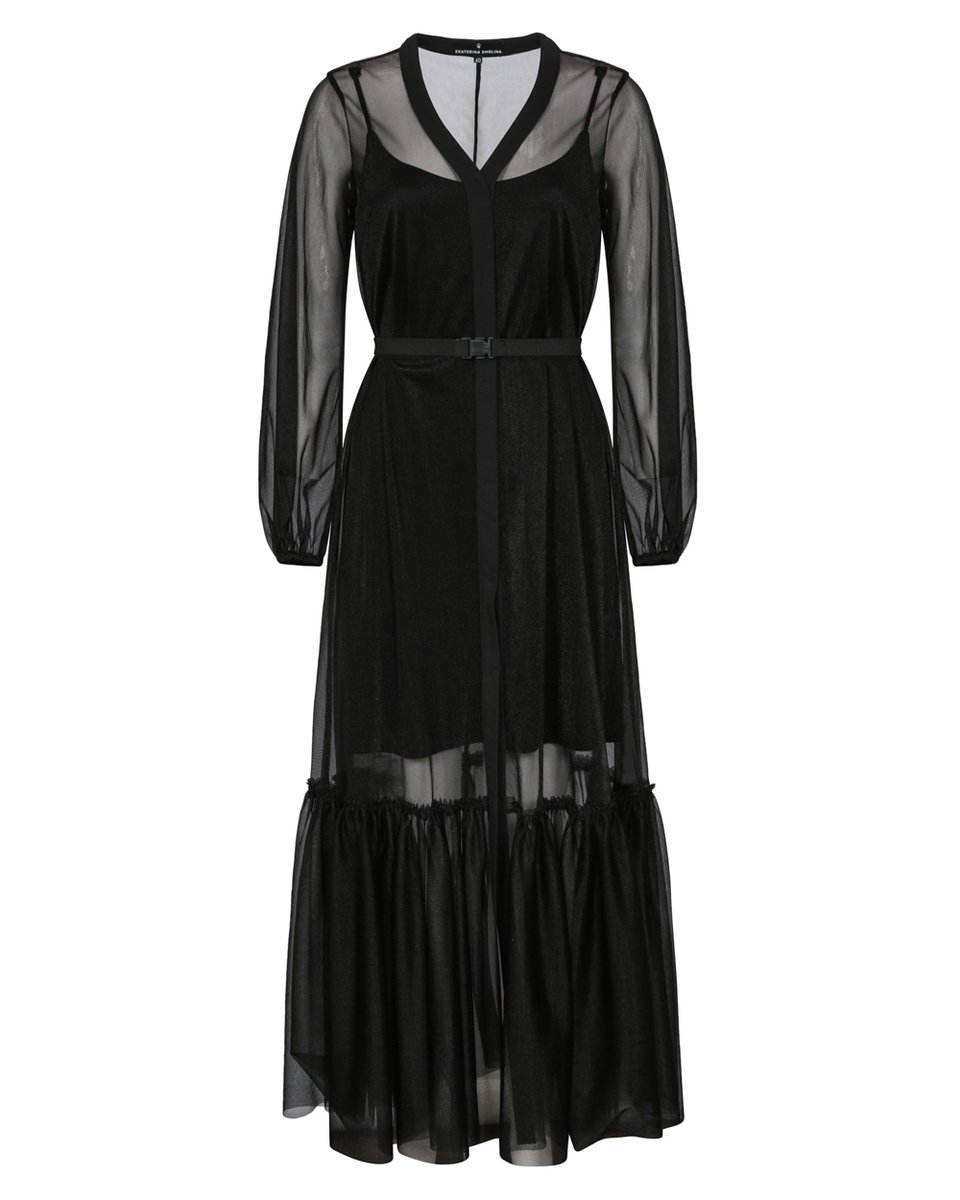 Туника черного цвета с базовым платьем