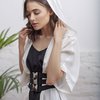 Туника с капюшоном, из шелковой ткани белого цвета