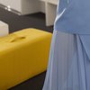 Юбка-гофре с асимметричной баской небесно-голубого цвета