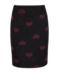 Шерстяная юбка-карандаш с принтом "Сердца"