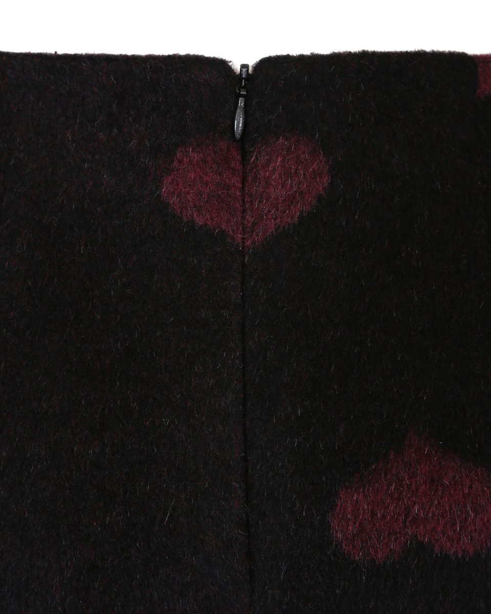 Шерстяная юбка-карандаш с принтом "Сердца"