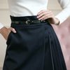 Юбка цвета черный ирис с запахом и декоративными складками