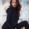 Жакет-косуха из двух видов ткани с капюшоном