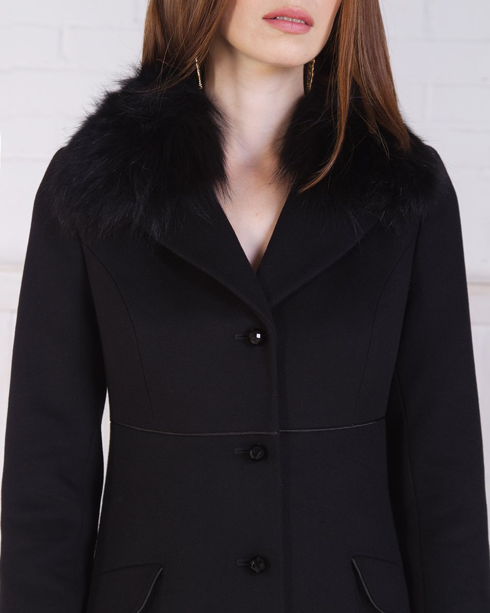 Зимнее пальто-фрак, черное.