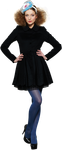 Пальто-платье тюльпанчик с короткой юбкой, черное