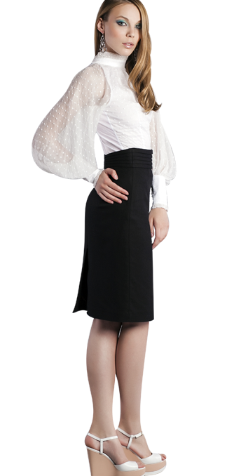 Блуза с американской проймой и пышным шифоновым рукавом, белого цвета 
