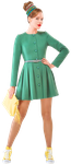 Пальто "Ekaterina Smolina" приталенного силуэта, с пышной юбочкой, зеленое