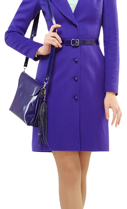 Пальто с асимметричным лацканом, фиолетовое