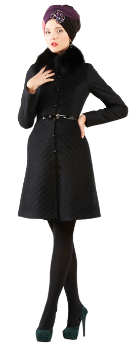 Пальто с диагональным рисунком, черного цвета