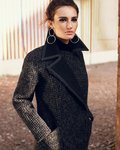 Пальто из ткани с переплетением "косы", синего цвета