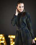 Платье-рубашка в клетку, темно-зеленого цвета