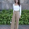 Базовые широкие брюки песочного цвета