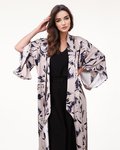 Платье-кимоно пудрового цвета в принт