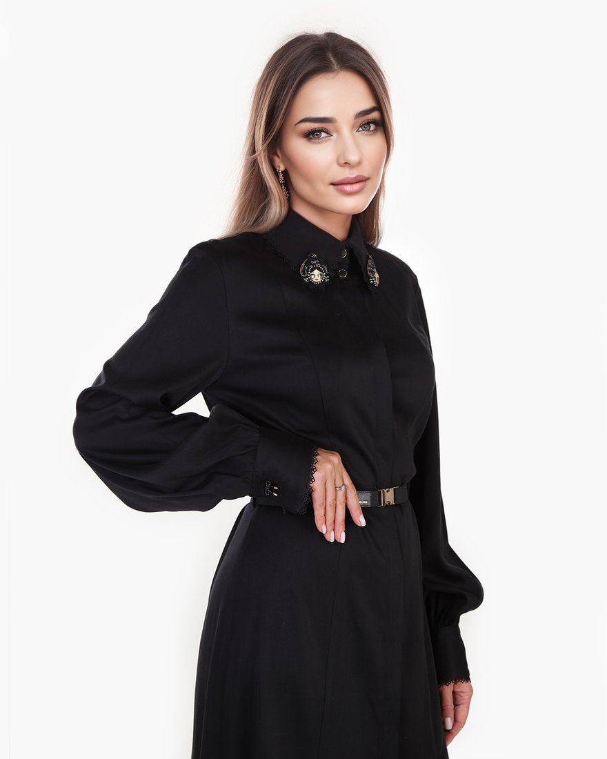 Платье-рубашка с матрешками на воротничке www.EkaterinaSmolina.ru