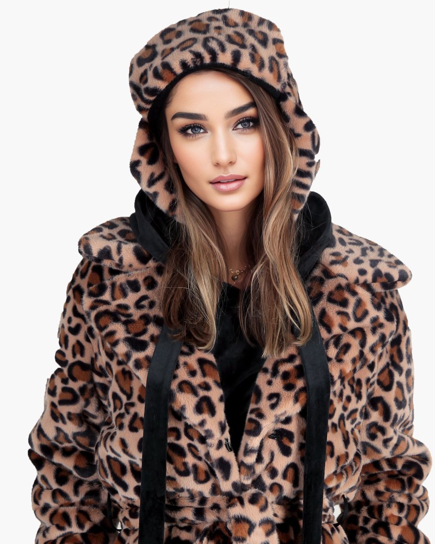 Шапка-ушанка бежевый леопард www.EkaterinaSmolina.ru