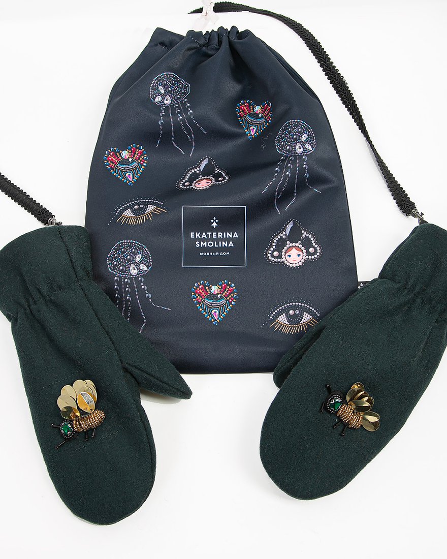 Варежки с декором «Пчелы» www.EkaterinaSmolina.ru