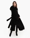 Бохо шуба из эко-меха с капюшоном, черная