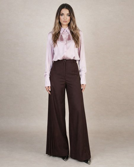 Брюки с плиссированными вставками, цвет «Горький шоколад»