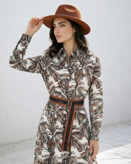 Платье-рубашка с принтом «Пальмовые листья» 