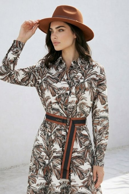 Платье-рубашка с принтом «Пальмовые листья» 
