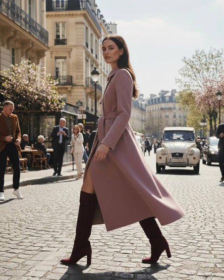 Пальто как платье с юбкой-трапецией, цвет «Лепестки розы»