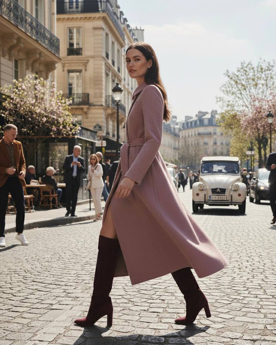 Пальто как платье с юбкой-трапецией, цвет «Лепестки розы» www.EkaterinaSmolina.ru