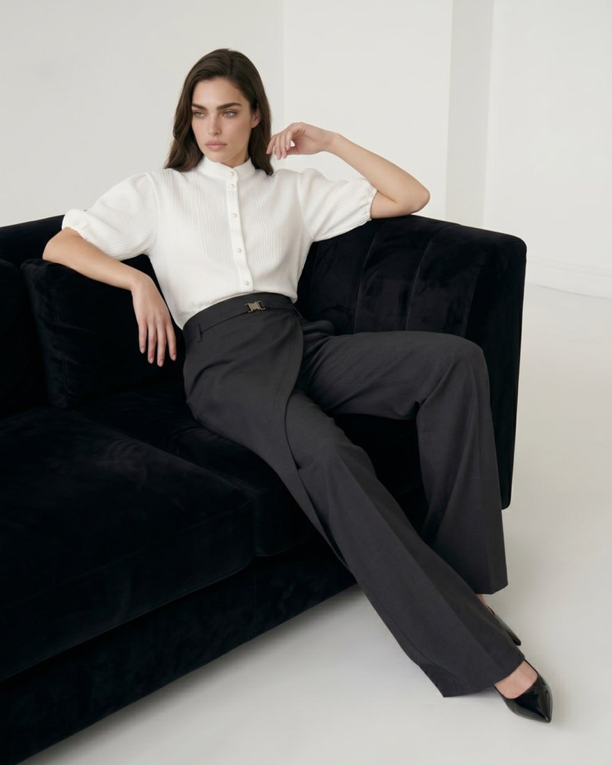 Брюки на запах темно серые www.EkaterinaSmolina.ru