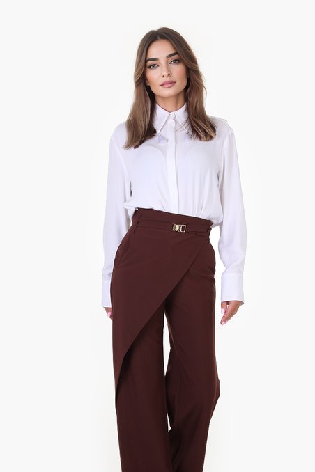 Брюки-клеш с полубаской, шоколадного цвета