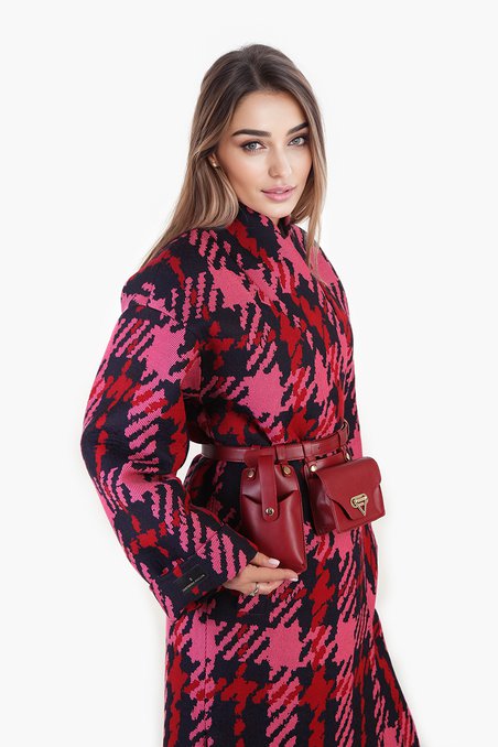 Ремень из эко-кожи со съемными карманами, цвета бургунди